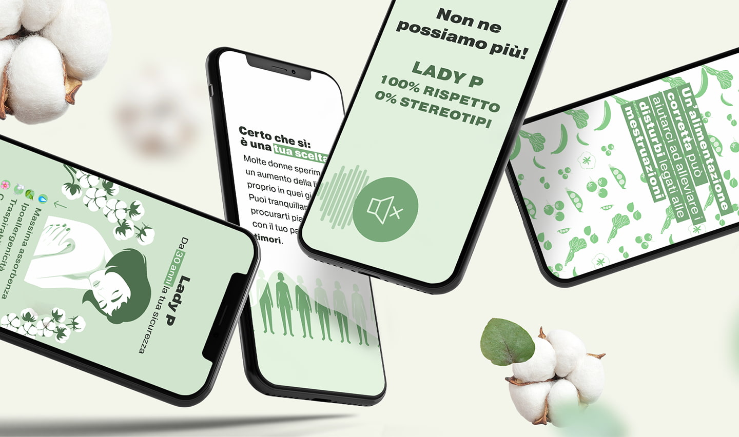 Immagine statica con smartphone e schermata stories del brand Lady P