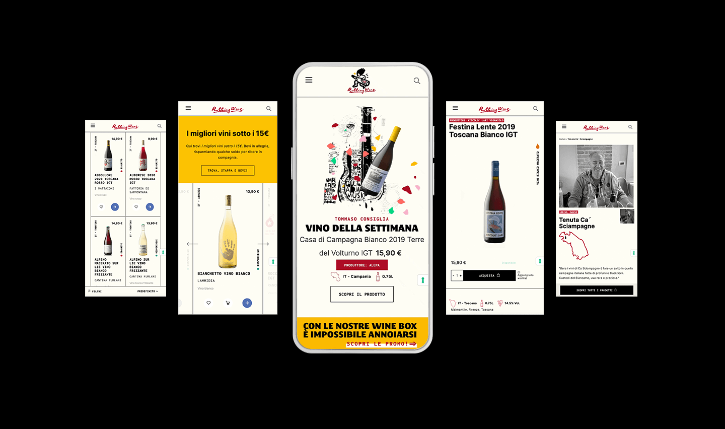 Versione Mobile eCommerce Rolling Wine
