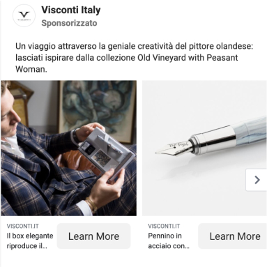 social media advertising per Visconti